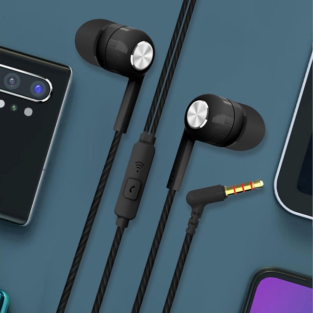 Wired Earphones with Microphone Universal 35mm Audio Headset for Smartphones Laptops MP3 Players Gaming Devices
