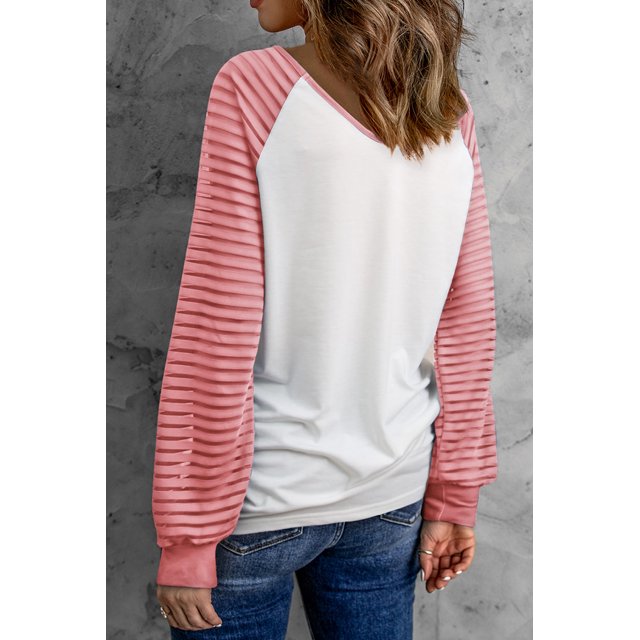 ABPHQTO Top de mujer de manga larga con malla de rayas y flamenco rosa Floret