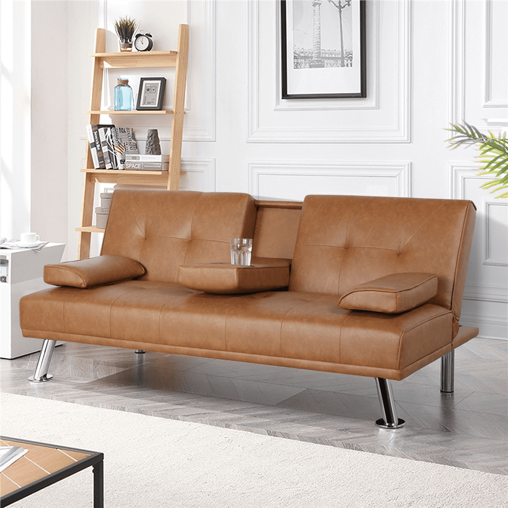 Yaheetech Modern Leather Sofa Bed Home Recliner Couch,Brown Walmart.com