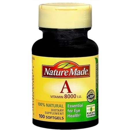 Nature Made Vitamin A 8000 I.U. Softgels 100 Soft
