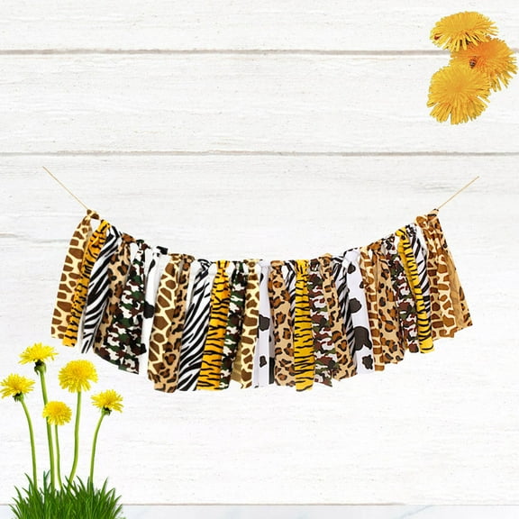 Soimiss 1PC Colorful Leopard Bunting Cloth Birthday Decoration for Baby Shower