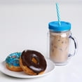 Cupture 20 oz Insulated Mason Jar Tumbler with Striped Straws - 3 Pack