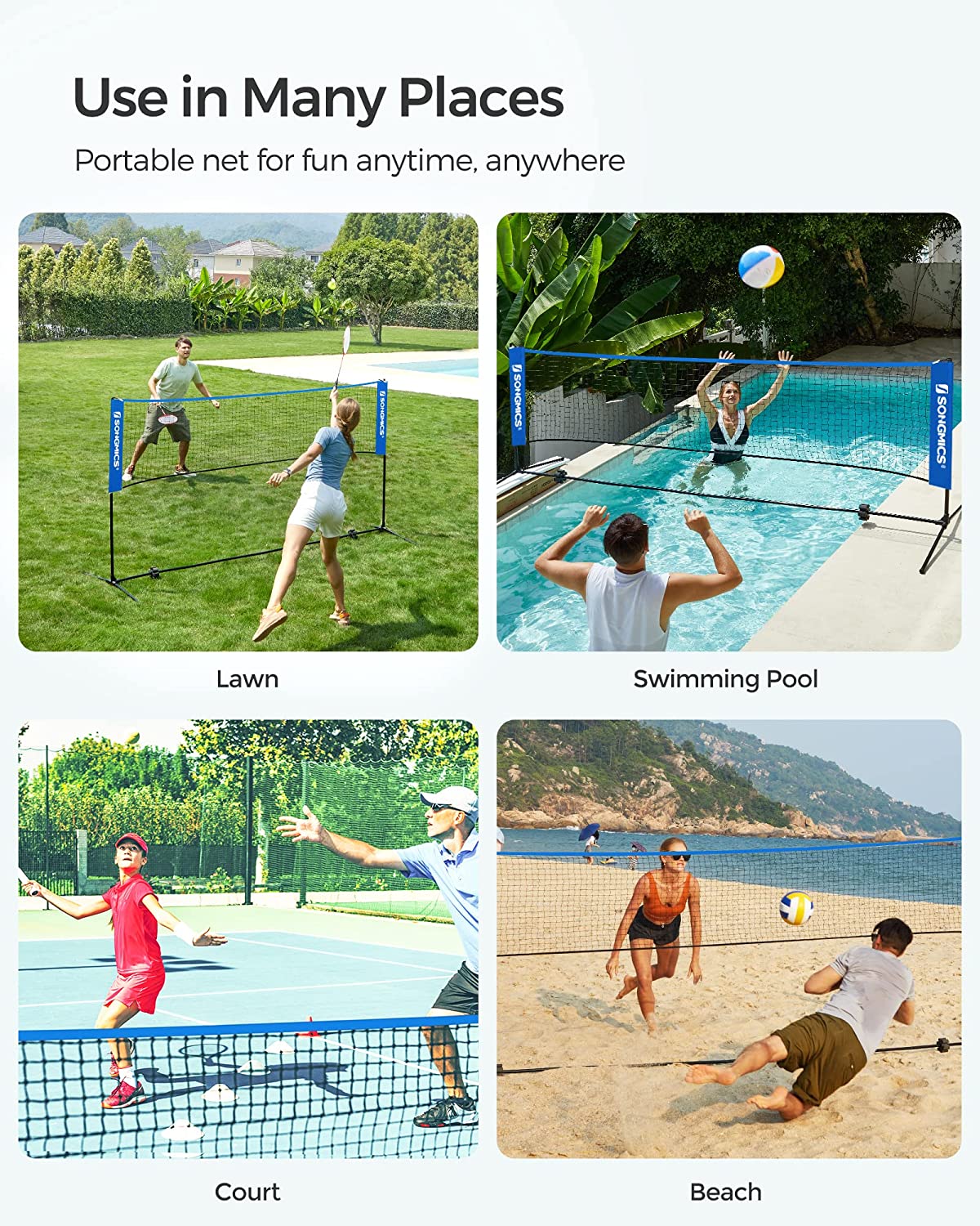 SONGMICS Portable Badminton Net Set 10 Feet photo 7
