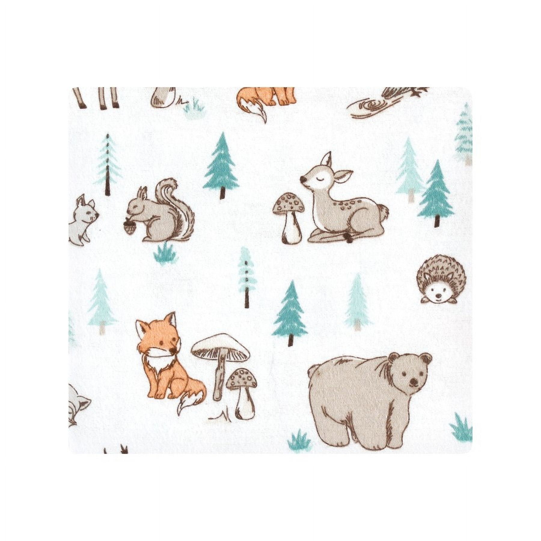 Hudson Baby Cotton Flannel Receiving Blankets Bundle, Neutral Woodland Pals, One Size