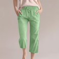 thumbnail image 2 of RUTAYY Children Girls' Capri Pants High Waist Wide Leg Strap Stretch Pants With Pockets Bohemian Style, Light Green, 6-7 Years, 2 of 5