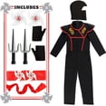 thumbnail image 4 of Ninja Costume Kids Ninja Muscle Costumes Boys Ninja Set Accessories Best Children Gift(kids-M-6/7T), 4 of 9