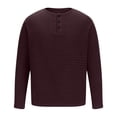 thumbnail image 3 of safuny Men's Slim Basic Knitted Shirts Fashion Long Sleeve V Neck Button Pullover Leisure Workout Comfy Sport Solid Tees Clothing Holiday Autumn Spring Wine XXL, 3 of 5