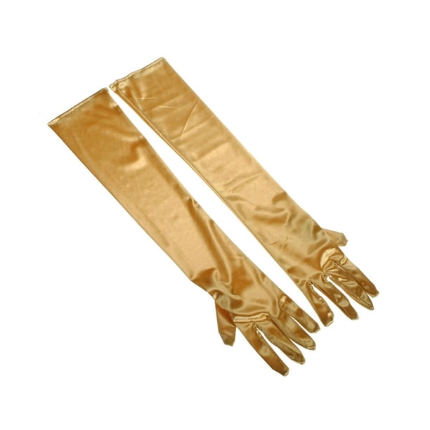 Jumpingount 1 par de guantes de tela reutilizables de repuesto transpirables de Color sólido lavables de manga larga Cosplay guantes de boda para niñas Disfraces de disfraces Oro Jumpingount AP013260-17