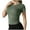 Army Green, variant on ABATAB Workout Tops for Women Slim Fit Short Sleeve Crew Neck Tight Tee Solid Color Yoga Running Athletic Basic Tees