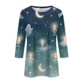 thumbnail image 4 of Cute Summer Tops Round‑Neck 3/4‑Sleeve Printed Blouse Lightweight Fashion Outfits Clothes L, 4 of 4