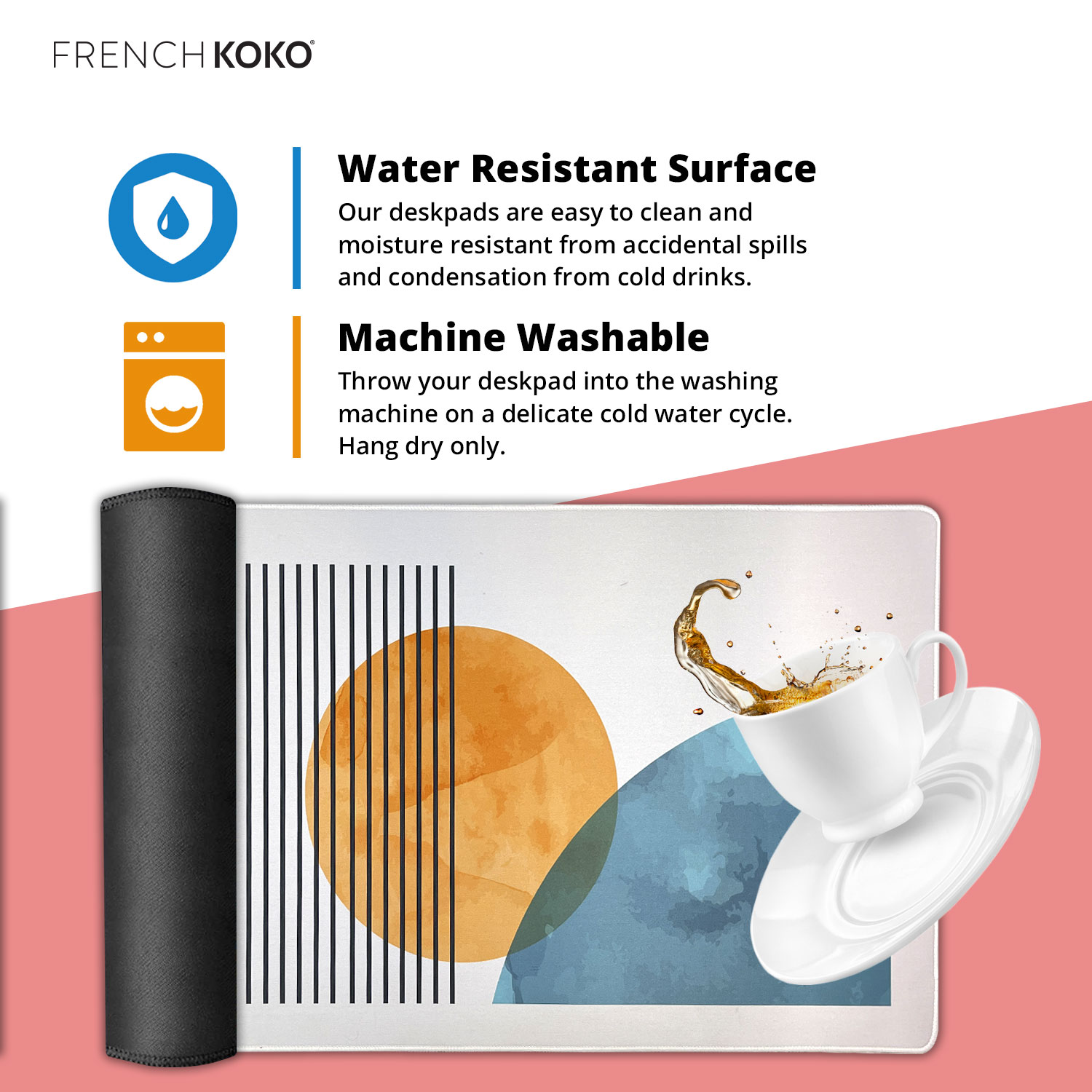 French KOKO Large Desk Pad Mouse Mat, 30" x 15" photo 2