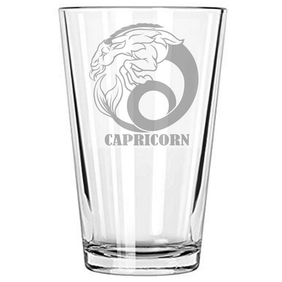 Zodiac Sign 16 oz beer glass Capricorn