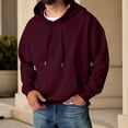 thumbnail image 2 of Hsovts Wine Sweatshirts for Men Long Sleeve Crewneck Sweatshirts Heavyweight Pullover Hoodies Essentials Fashion Fleece Hoodie with Pocket 2XL, 2 of 6