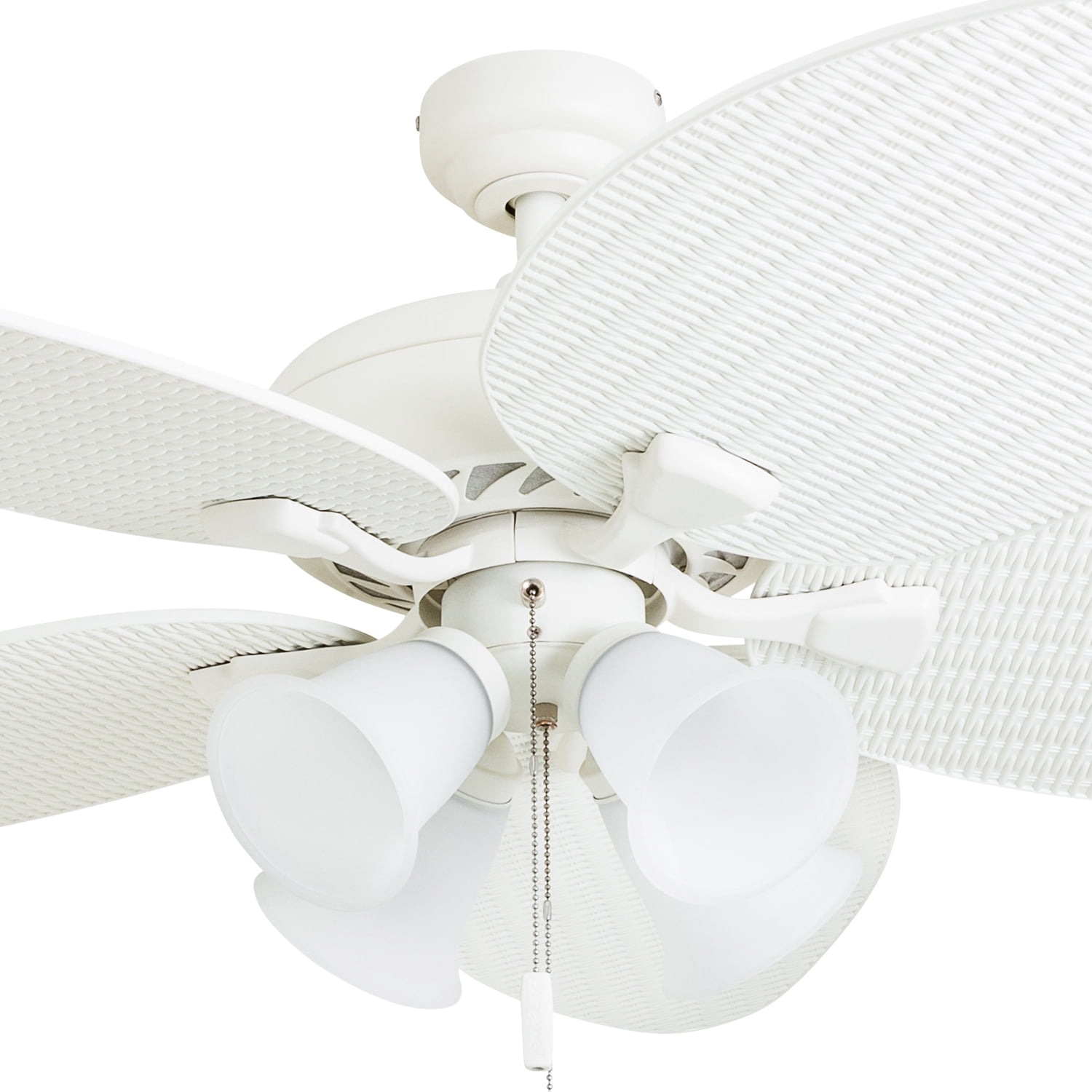 Honeywell Palm Lake 52 Inch Indoor Outdoor Ceiling Fan with Light and Pull Chain, White