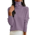 thumbnail image 5 of Lumtrix Womens Sweaters Turtleneck Long Sleeve Pullover Casual Knitted Pullover Warm Tops Fall Winter Clothes Dressy Tunic Purple XL, 5 of 5