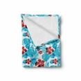 thumbnail image 2 of Luau Soft Flannel Fleece Throw Blanket, Palm Tree Leaves with Hibiscus Petals Exotic Island Vegetation Pattern, Cozy Plush for Indoor and Outdoor Use, 50" x 70", Sky Blue and Vermilion, by Ambesonne, 2 of 6