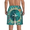 thumbnail image 3 of KLL Around The Planet Men's Casual Summer Beach Shorts Hawaiian Shorts with Pockets-X-Large, 3 of 5