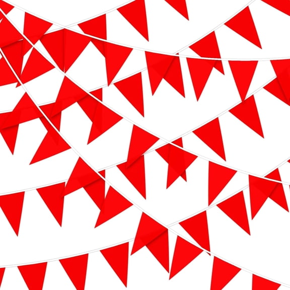 132 Feet Red Pennant Banner, 80 Pcs Triangle Bunting Flag Pennant Banner Decorations for Halloween Carnival Kids Birthday Wedding Christmas Garden Outdoor Indoor Hanging Decorations