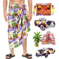 thumbnail image 2 of HAPPY BAY Men's Pareo Swim Trunk Holiday Sarong Long Beach Wrap One Size Purple, Hawaiian Summer Vacation Party, 2 of 5
