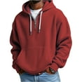 thumbnail image 2 of Huankd Waffle Knit Hoodie Men Quarter Zip Casual Long Sleeve Oversized Pullover Sweatshirt with Pocket Soft Athletic Fall Wine 4XL, 2 of 4