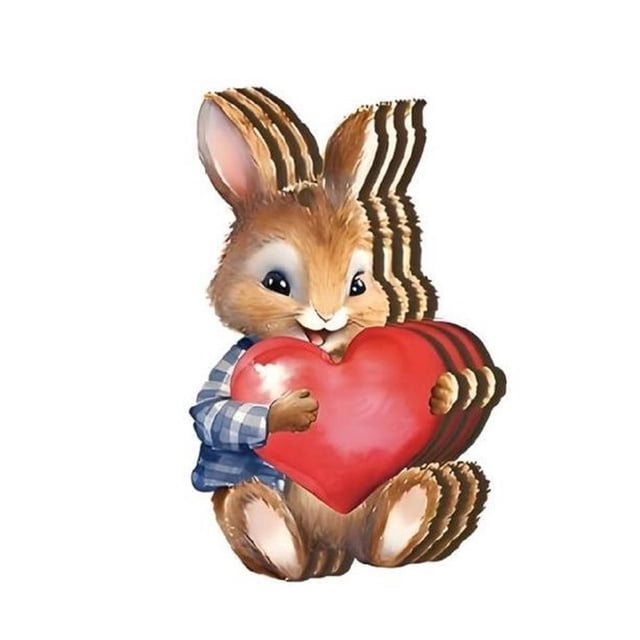 Binwennn Retro Easter Wooden Decorations Rabbit Wooden Hollow Rural Farmhouse Easter Home Decorations Suitable For Tree Family Party Decoration Hand Painted Stained Glass Window Hanging Decorated