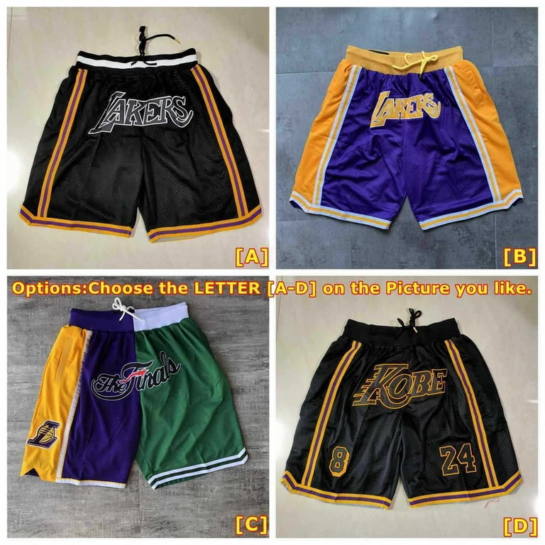 NBA Shorts Men's Black Lakers All Stitched