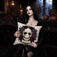 thumbnail image 3 of Gothic Skull Rose Pillow Cover, Decorative Throw Pillow Case, Soft Short Plush Embroidered Cushion Cover for Sofa Bed Living Room Home Decor, 18x18 Inches, 3 of 6