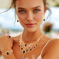 thumbnail image 5 of Black Crystal Jewelry Set Gold Statement Necklace Earrings Ring Bracelet Sets for Women, 5 of 6