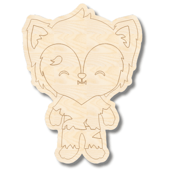 Unfinished Wood Etched Werewolf Shape | Paint By Line Crafts 8" / 1/8"