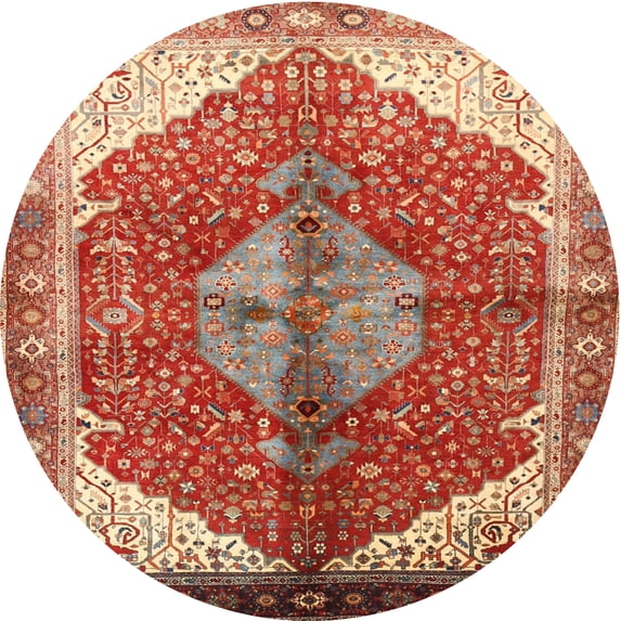 Ahgly Company Machine Washable Indoor Round Traditional Sand Brown Area Rugs, 4' Round