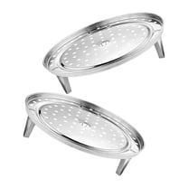 MEIBUTYUP Set of 2 Stackable Stainless Steel Steamer Racks for Kitchen Food Steaming and Cooking Accessories