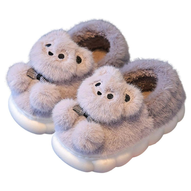 Slippers Kids Bear Slippers Winter Insulation Thick Padding Warm