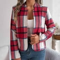 thumbnail image 2 of Women's Winter Oversize Plaid Red Winter Long-sleeved Casual Hoodless Coats XL, 2 of 7