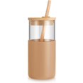 thumbnail image 2 of Tapa de bambú de la manga protectora del silicón de la paja del vaso de vidrio de 16 oz - sin Bpa, 2 of 5