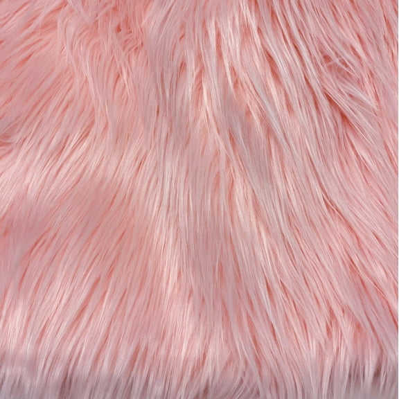 Pink Solid Shaggy Long Hair Pile Faux Fur