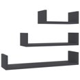 thumbnail image 2 of Wall Display Shelf 3 pcs Black Chipboard, 2 of 6