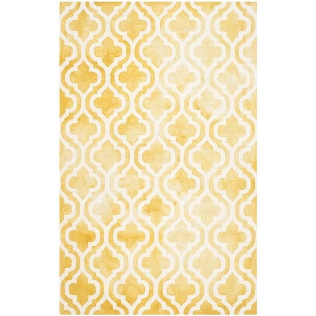 Safavieh Dip Dye Collection DDY537H Handmade Geometric Moroccan Watercolor Gold and Ivory Wool Area Rug (2'6" x 4')