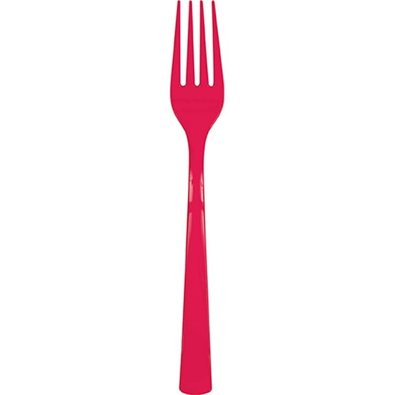 Unique Industries 39485 Ruby Red Solid Plastic Forks, 18 Count