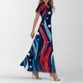 thumbnail image 4 of Women's 4th of July Patriotic Dress, Women Summer V-Neck Short Sleeve Dress, Sexy Independence Day American Flag Printed Maxi Design, Lightweight Bohemian Style for Outdoors,Light Blue S, 4 of 5