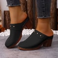 thumbnail image 2 of Modisza Chunky Heels Mules for Women Round Closed Toe Low Bolck Heel Slides Sandal Arch Support Walking Shoes Indoor Outdoor size 8 Black, 2 of 6