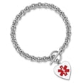 thumbnail image 4 of Sterling Silver Bracelet Medical Rolo 18 mm 8.75 inltd Engraveable Enamel Heart ID, 4 of 4