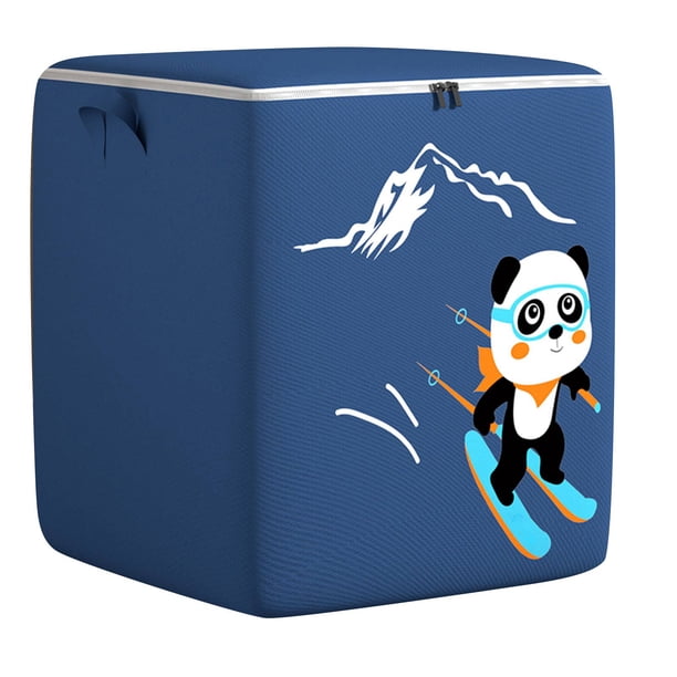 Bolsa de almacenamiento sobredimensionada para ropa y colchas: tela no tejida azul marino, gran capacidad, portátil con doble cremallera y asa