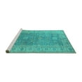 thumbnail image 2 of Ahgly Company Machine Washable Indoor Square Oriental Turquoise Blue Traditional Area Rugs, 6' Square, 2 of 4