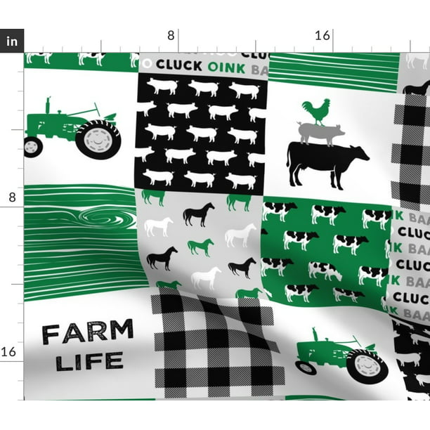 Farm Life Cheater Quilt Woodgrain Green Cow Fabric Printed By Spoonflower Bty Walmart Com Walmart Com