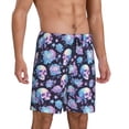 thumbnail image 2 of Fotbe flower Skull in starry sky Pajama Shorts for Men, Men's Pajama Bottoms, Sleepwear,Short Pajama Pants-Small, 2 of 9