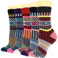 thumbnail image 2 of Calcetines gruesos de lana suave para mujer, medias gruesas y cálidas de estilo Retro Harajuku, informales, para la nieve, 5 pares, 2 of 4