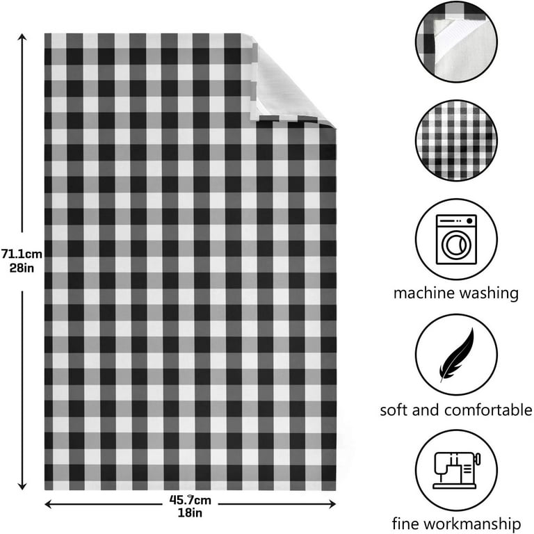 3-Piece Buffalo Plaid Christmas Kitchen Towel Set - Black & White Farmhouse Dish Towels 4 thumbnail image