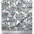 thumbnail image 1 of Soimoi Modal Satin Fabric Leaves & Floral Block Print Fabric by The Yard 42 Inch Wide, 1 of 3