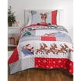 thumbnail image 3 of Santa Claus & Rudolph The Red Nosed Reindeer Full / Queen Quilt & Shams Set (3 Piece Bedding), 3 of 3