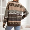 thumbnail image 7 of EchfiProm Pullover Women Sweaters Graphic Brown Solf New Arrivals Crew Neck Long Sleeve Fair Isle Sweater Top, 7 of 7